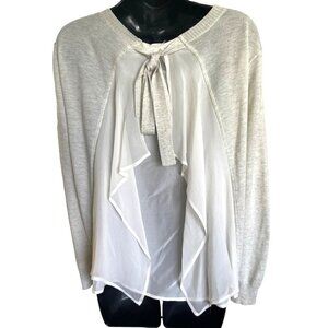 MAILLE Clu  womens Cotton sheer back sweater XS gray 38ch 22 long